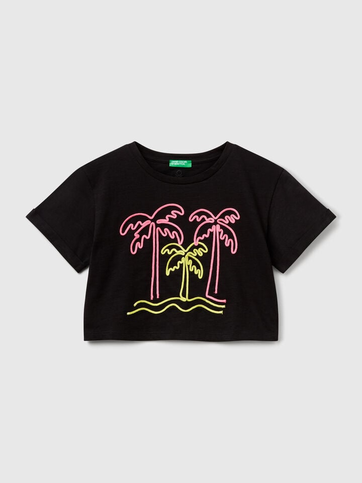 benetton T-shirt with embroidery Black