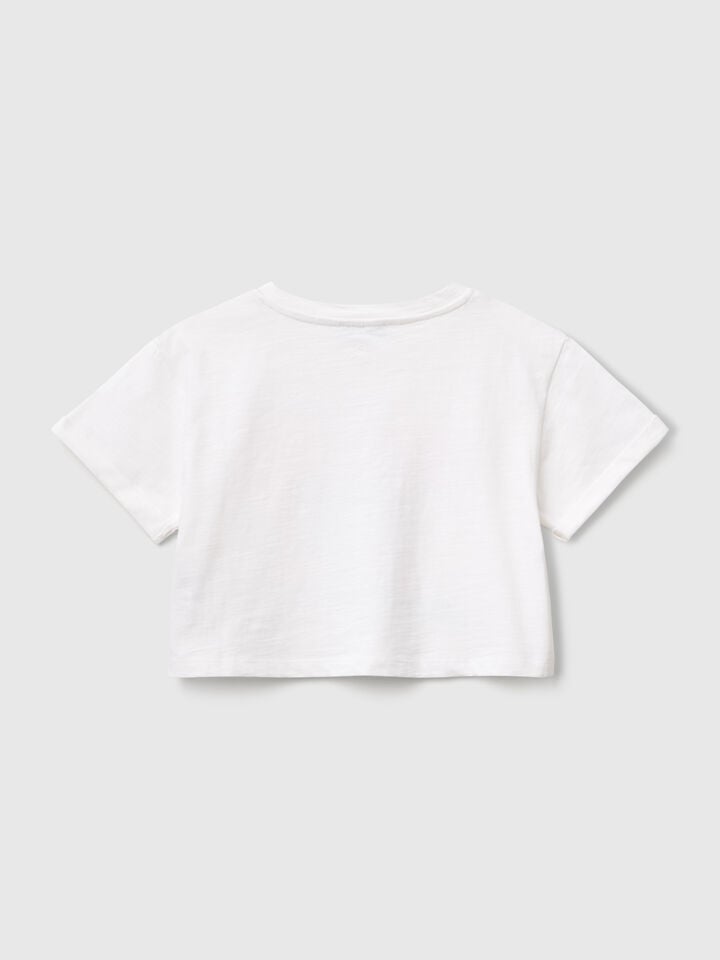 Benetton T-shirt With Embroidery White