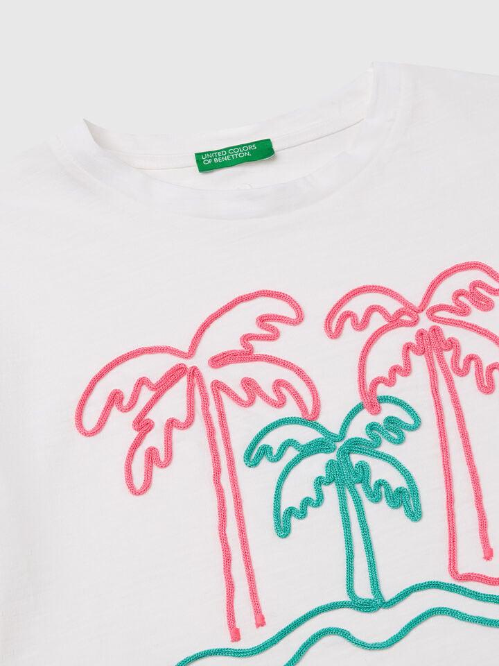 Benetton T-shirt With Embroidery White