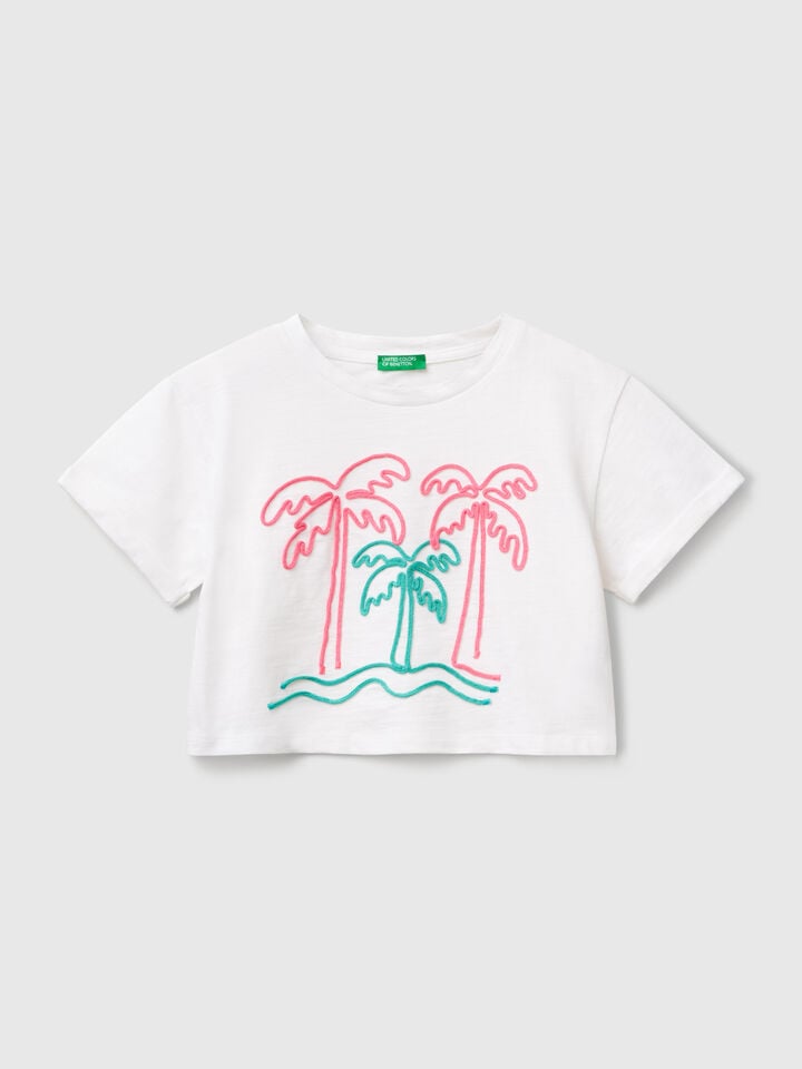 benetton T-shirt with embroidery White