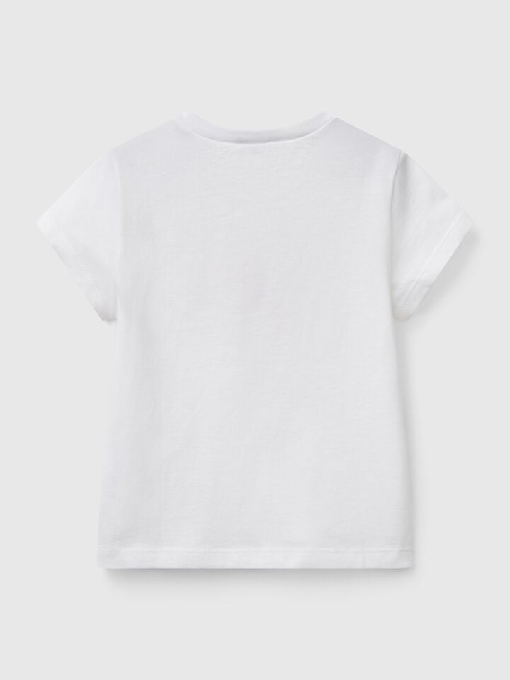 Benetton T-shirt With Glitter Print White
