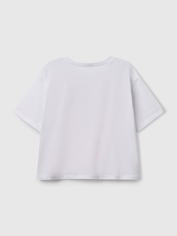 Benetton T-shirt With Glittery Print White