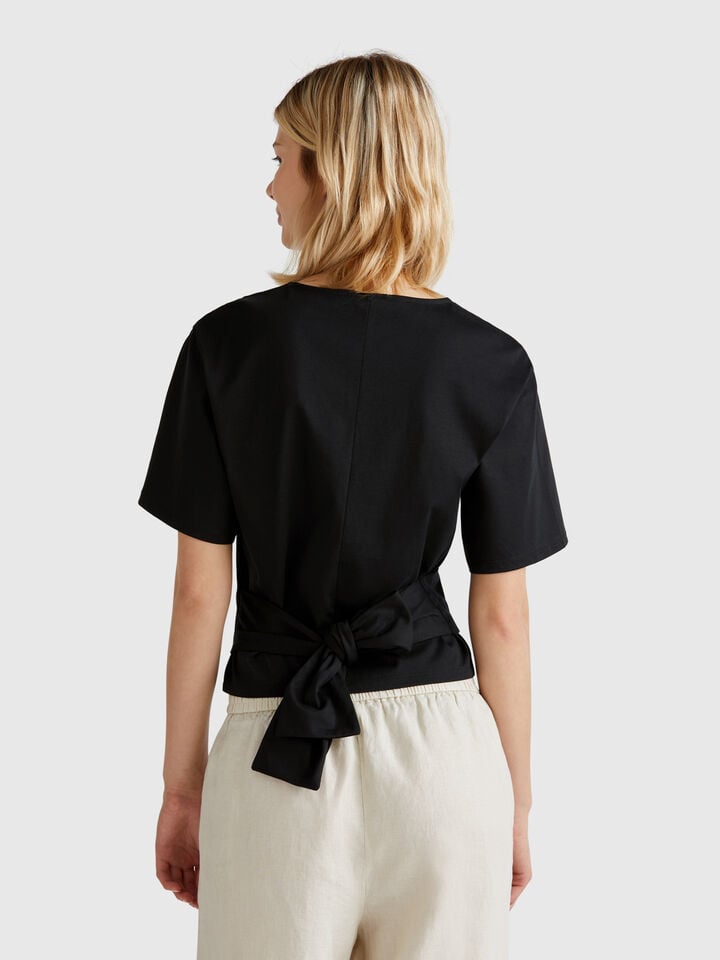 Benetton T-shirt With Knot On The Back Black