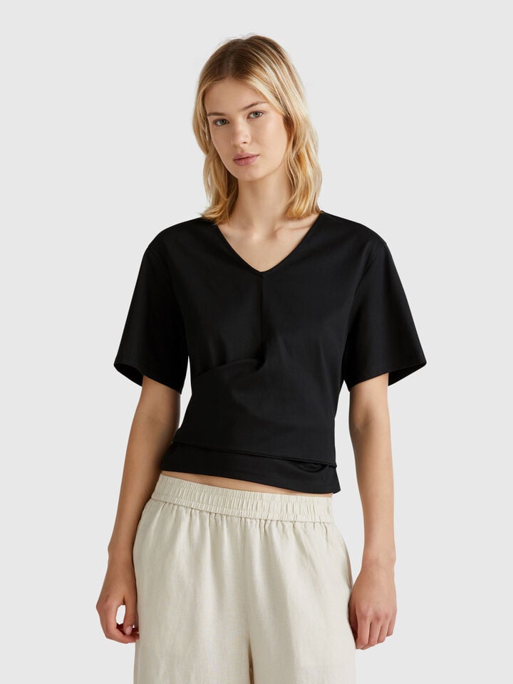 benetton T-shirt with knot on the back Black