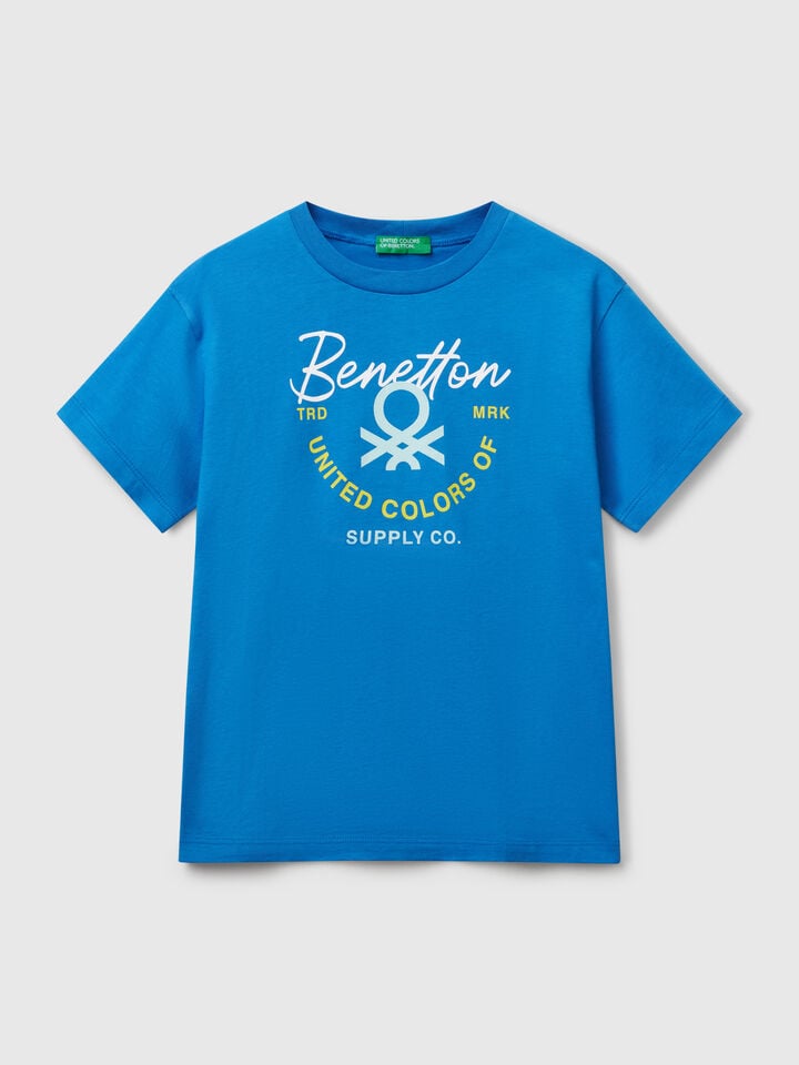 benetton T-shirt with logo Blue