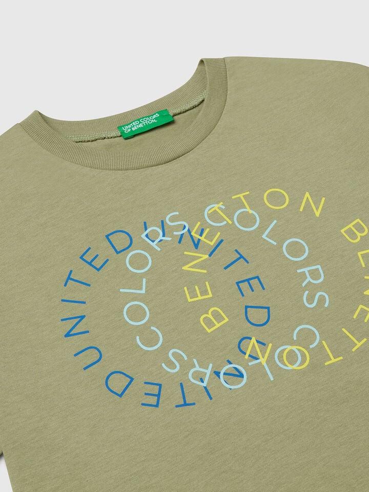 Benetton T-shirt With Logo Olive Green