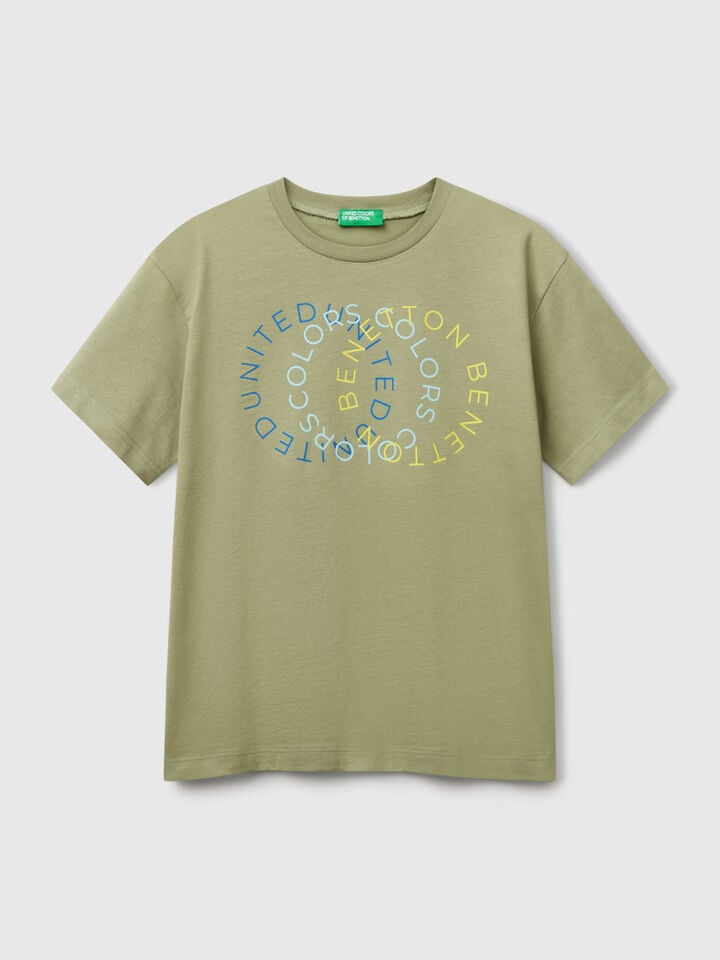 Benetton T-shirt With Logo Olive Green