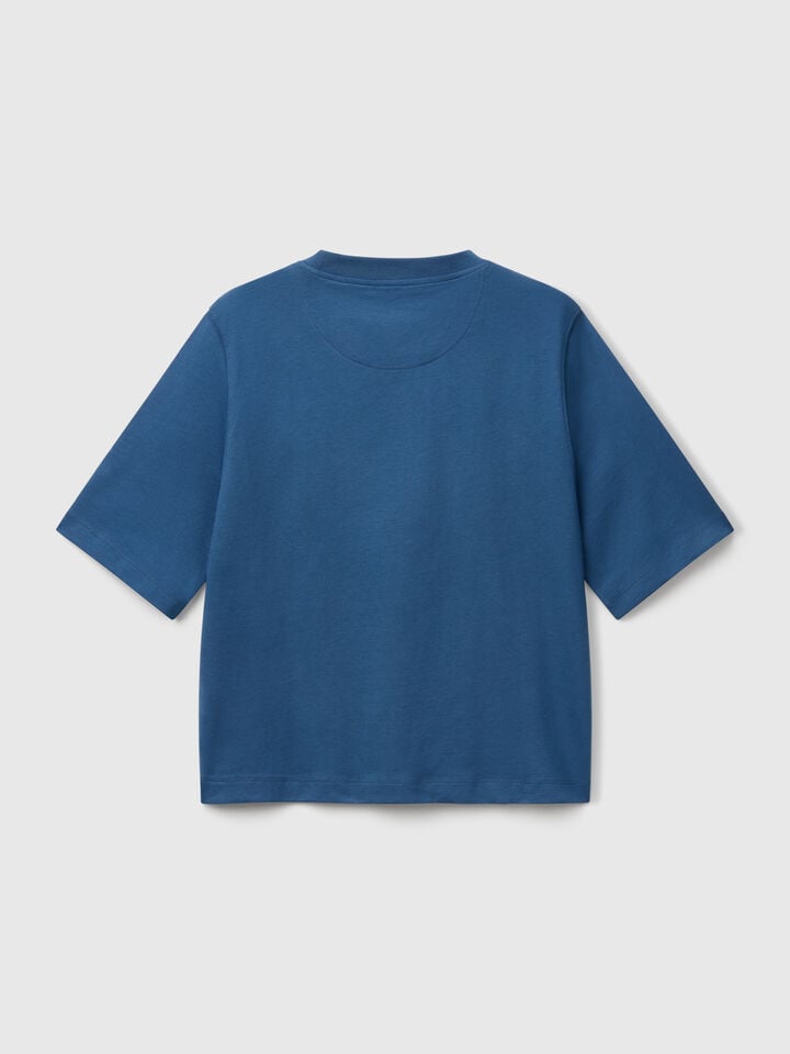 Benetton T-shirt With Logo Print Air Force Blue