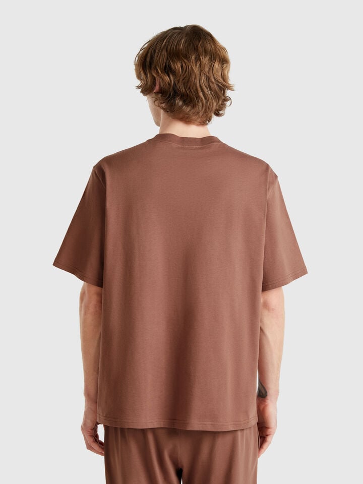 Benetton T-shirt With Logo Print Brown