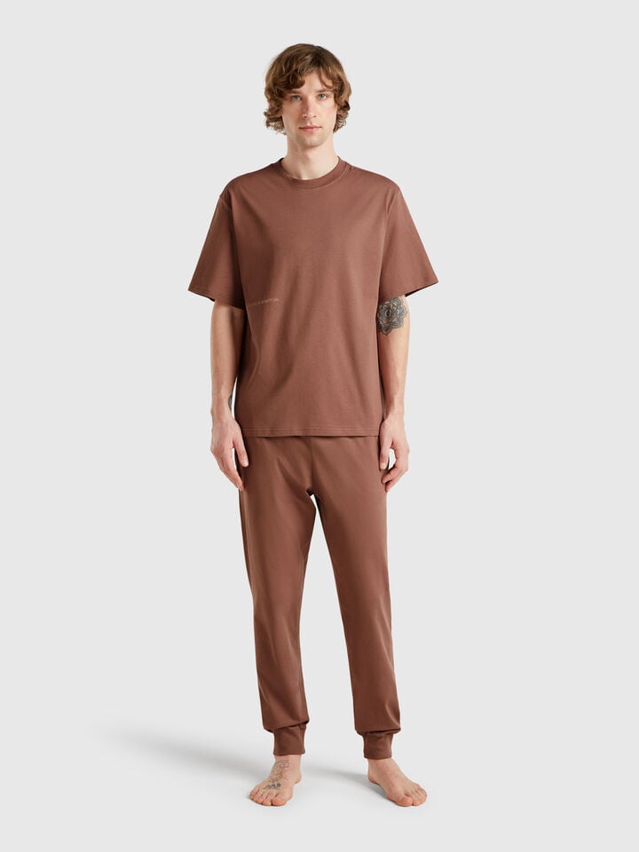 Benetton T-shirt With Logo Print Brown