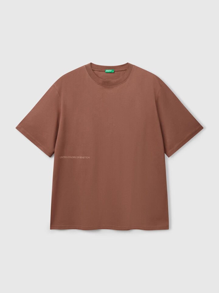 Benetton T-shirt With Logo Print Brown