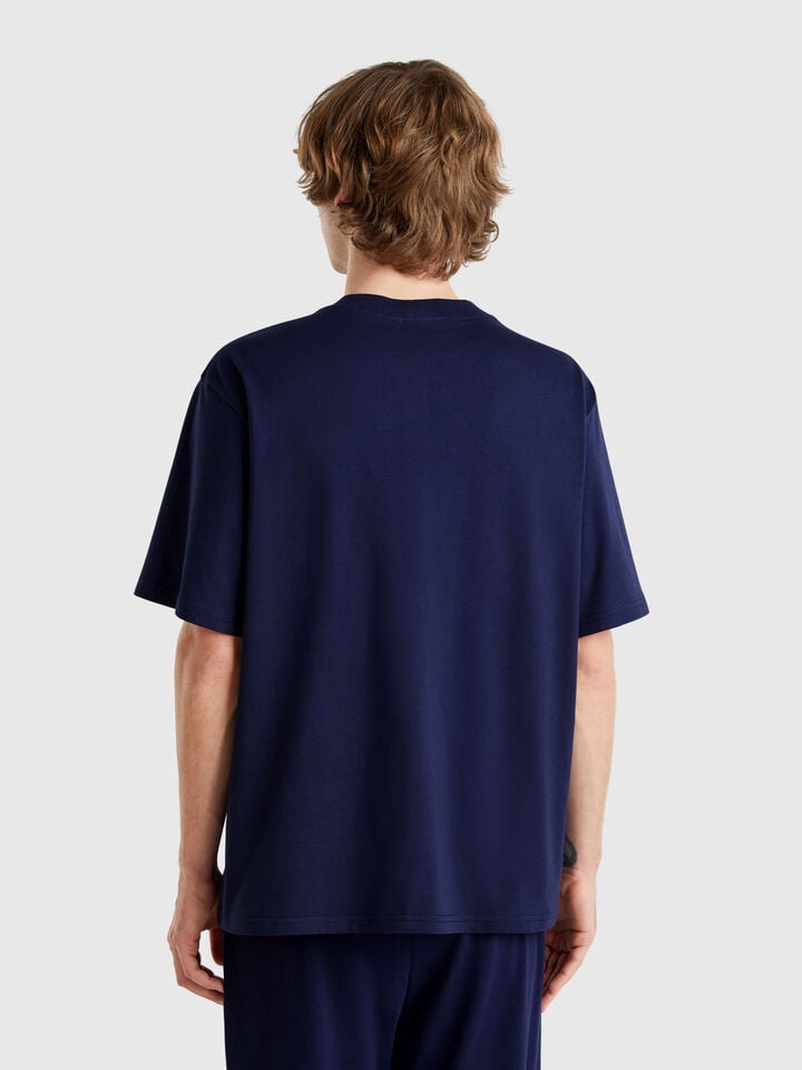Benetton T-shirt With Logo Print Dark Blue