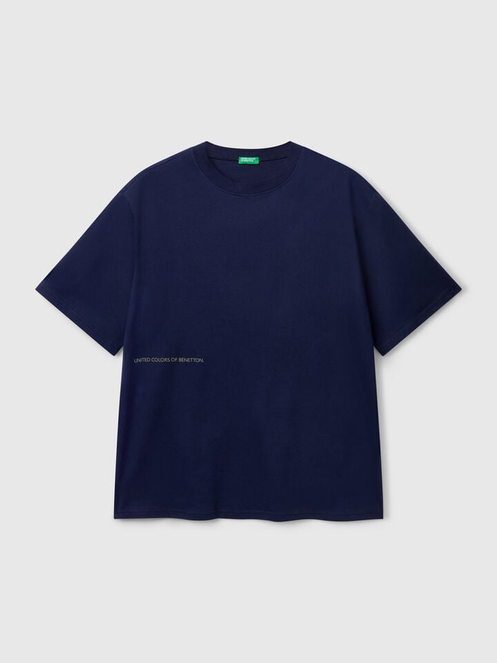 Benetton T-shirt With Logo Print Dark Blue