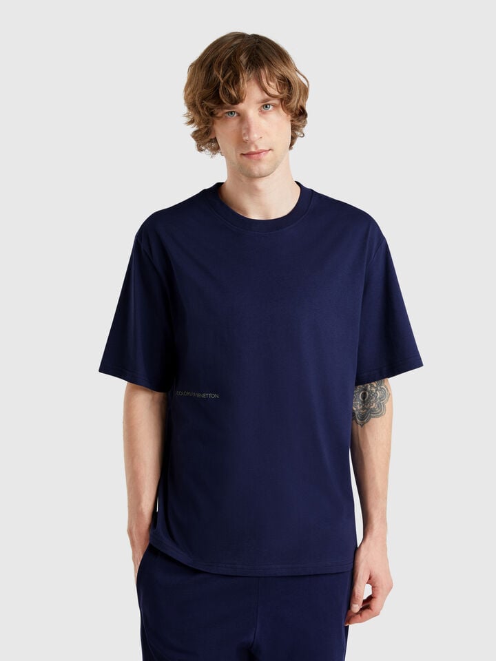 benetton T-shirt with logo print Dark Blue