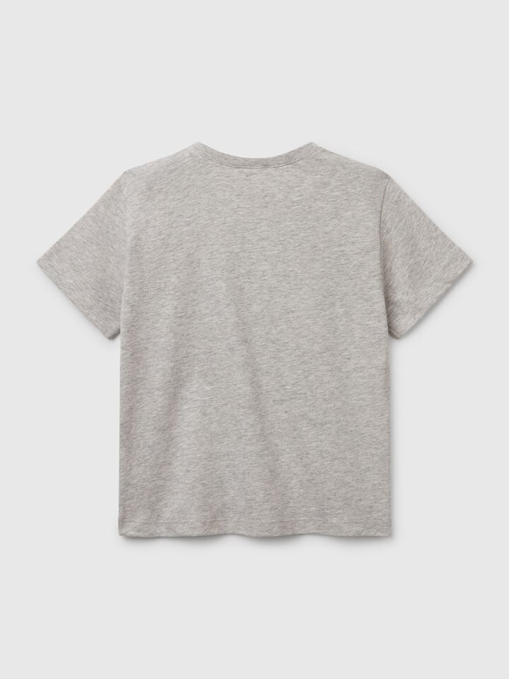 Benetton T-shirt With Logo Print Light Gray