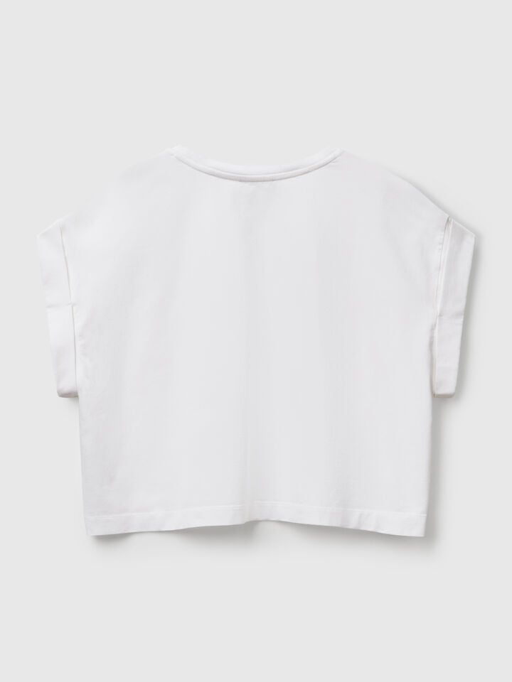 Benetton T-shirt With Macramè Pocket White