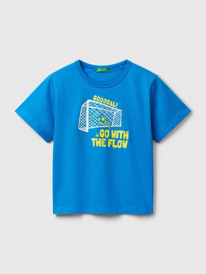 benetton T-shirt with neon print Blue