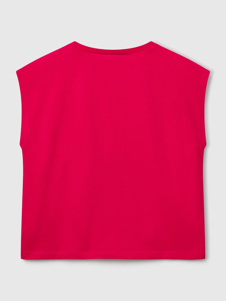 Benetton T-shirt With Neon Print Fuchsia