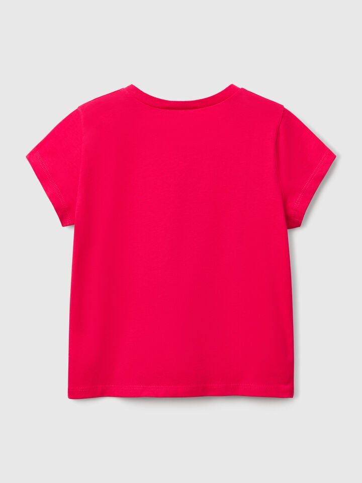 Benetton T-shirt With Neon Print Fuchsia