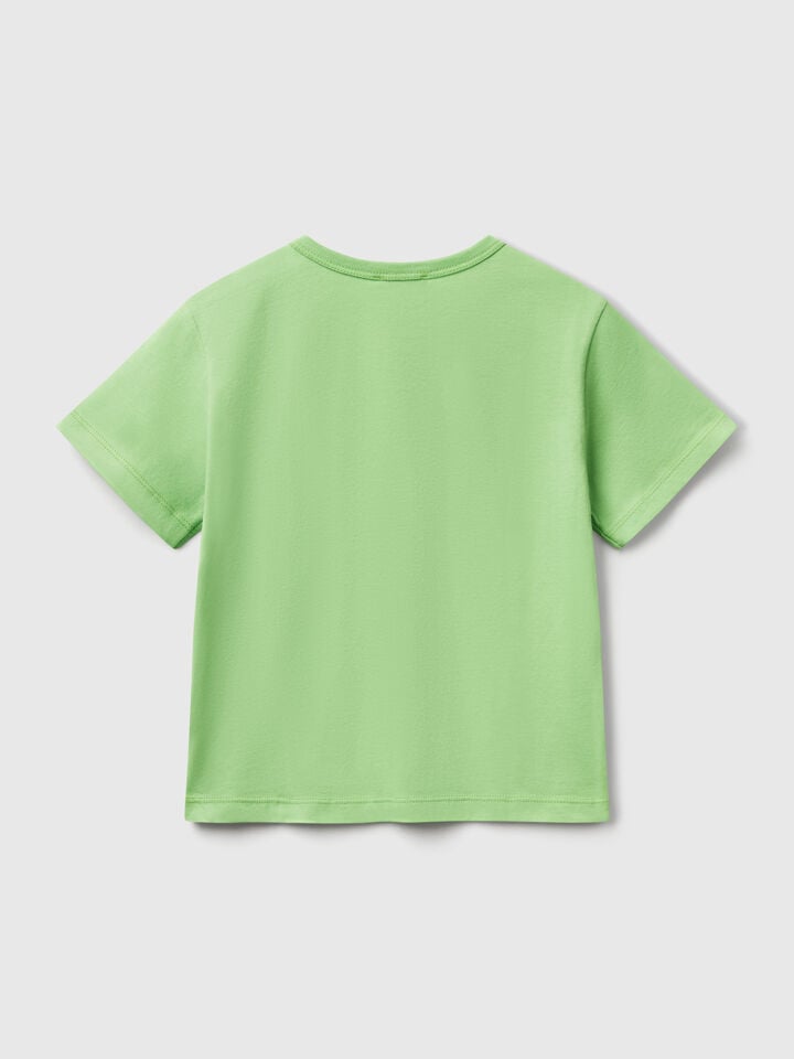 Benetton T-shirt With Neon Print Green