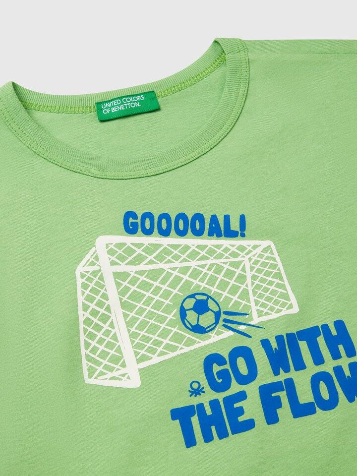 Benetton T-shirt With Neon Print Green