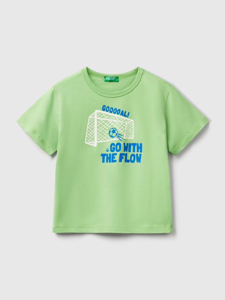 Benetton T-shirt With Neon Print Green
