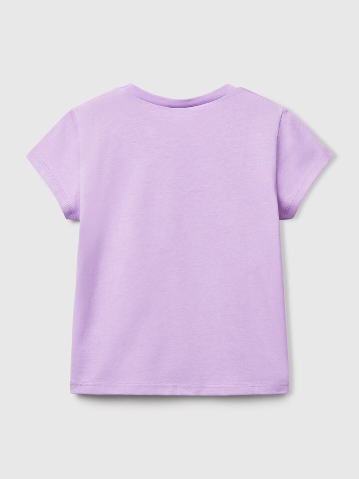 Benetton T-shirt With Neon Print Lilac