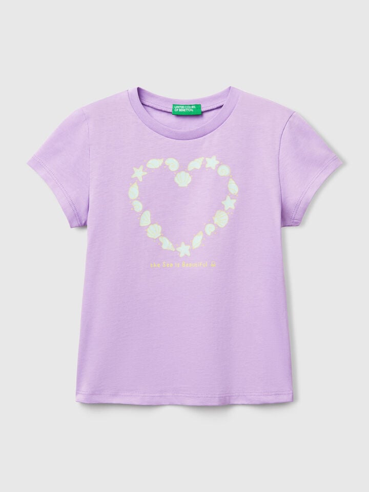 benetton T-shirt with neon print Lilac