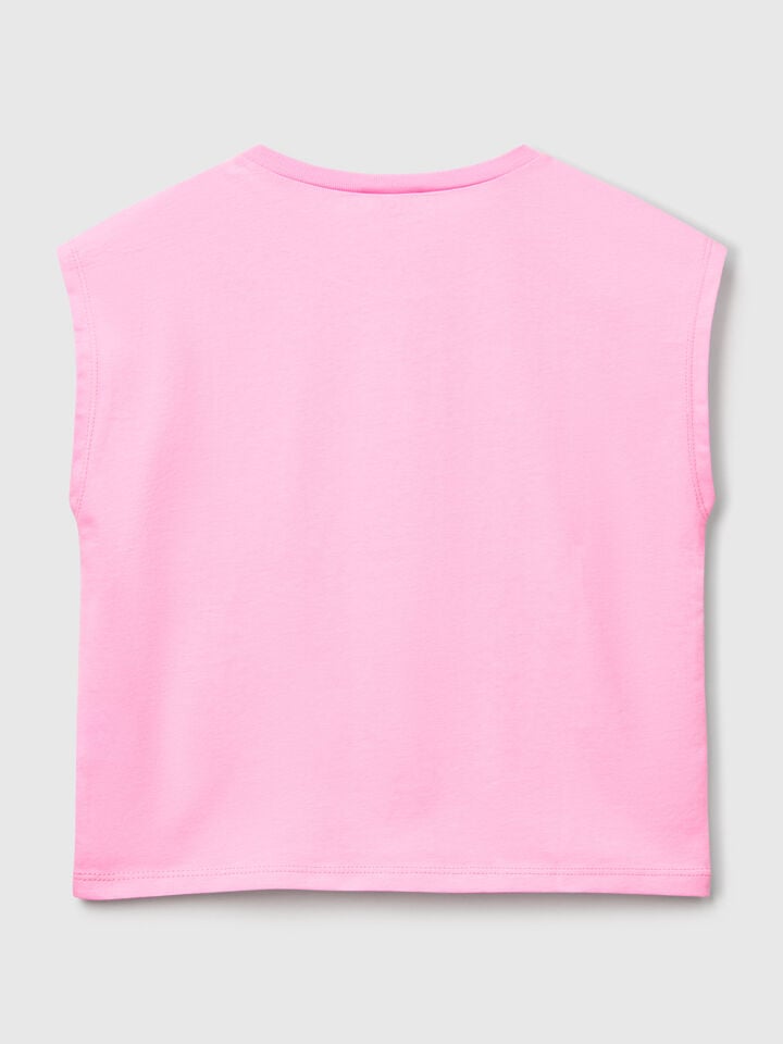 Benetton T-shirt With Neon Print Pink