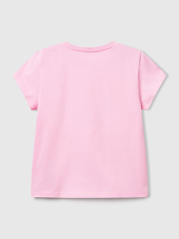Benetton T-shirt With Neon Print Pink