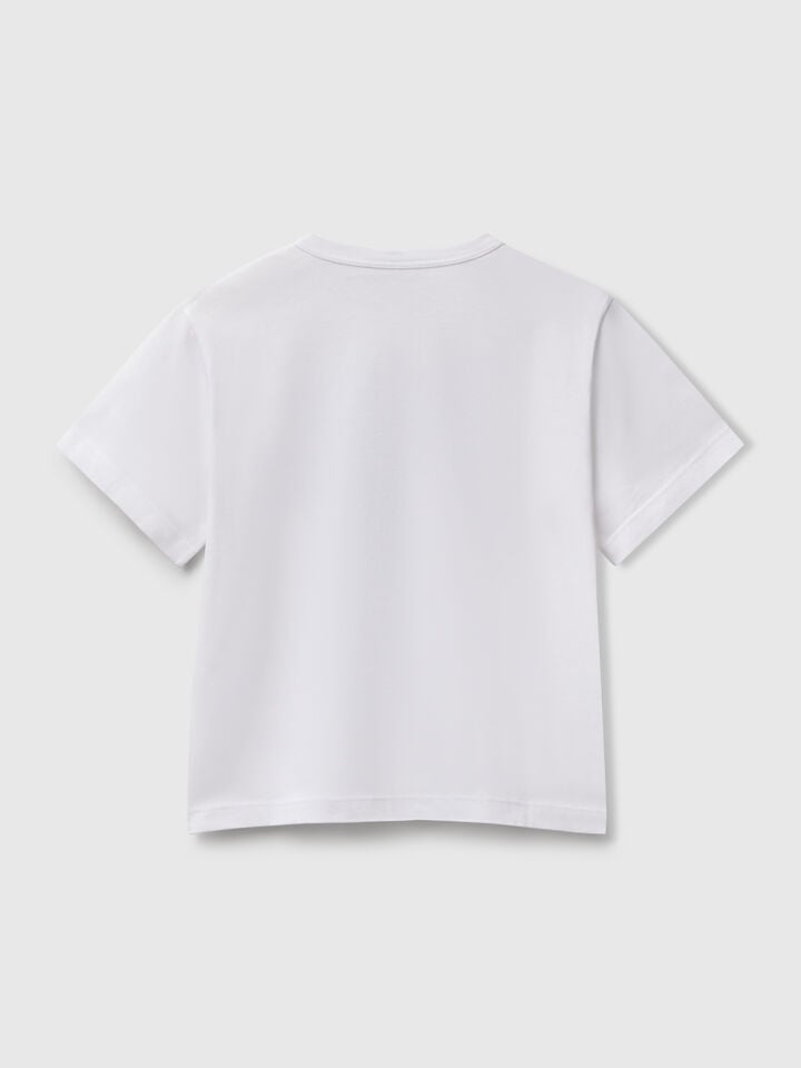 Benetton T-shirt With Neon Print White