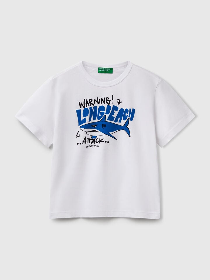 benetton T-shirt with neon print White