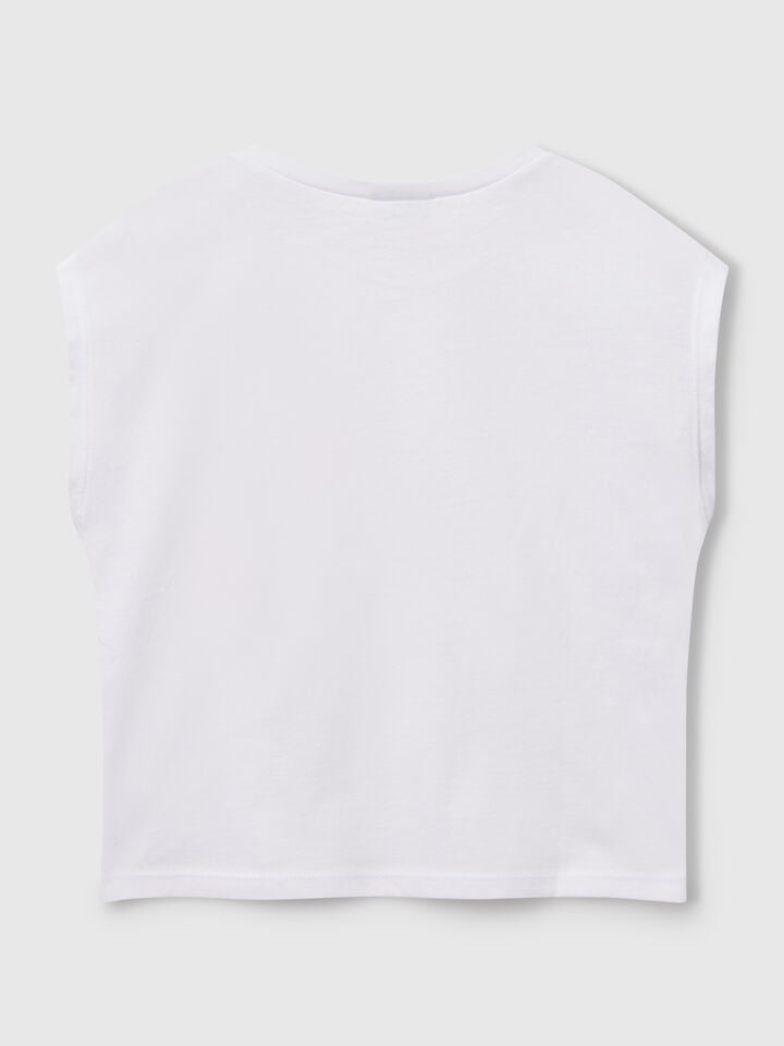 Benetton T-shirt With Neon Print White