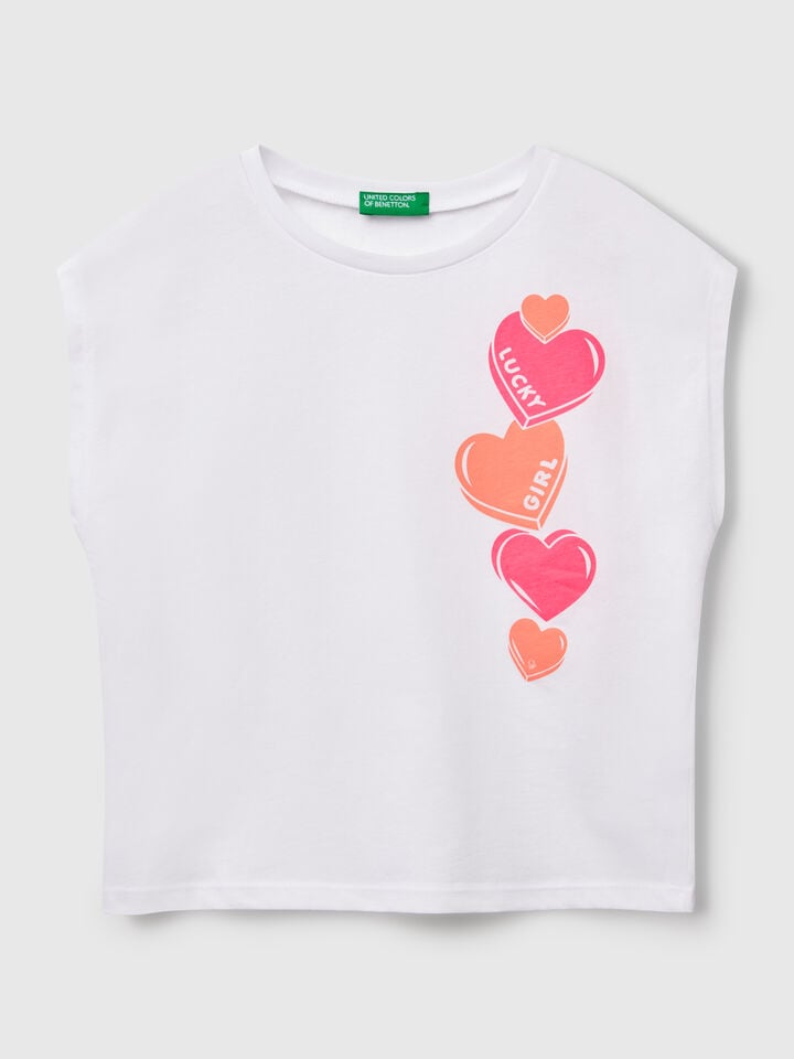 benetton T-shirt with neon print White