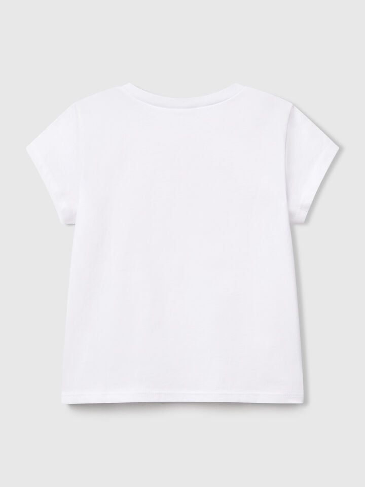 Benetton T-shirt With Neon Print White