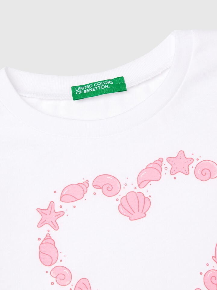 Benetton T-shirt With Neon Print White