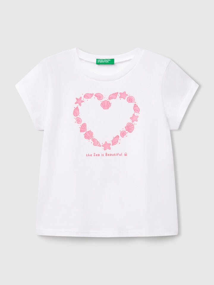benetton T-shirt with neon print White