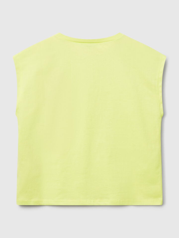 Benetton T-shirt With Neon Print Yellow