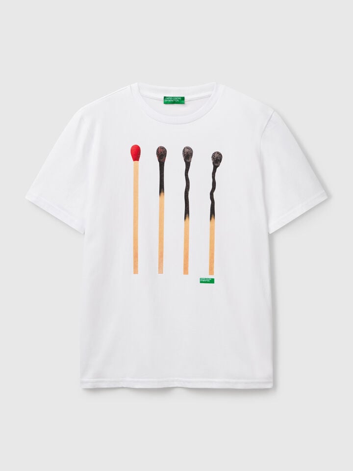 Benetton T-shirt With Photographic Print White