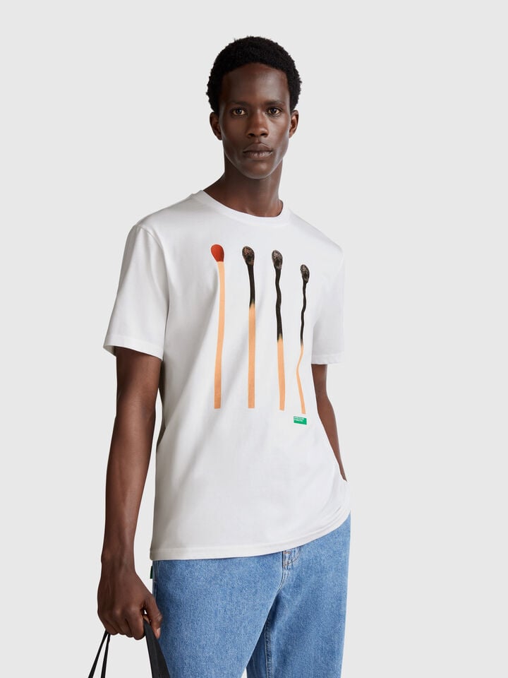 benetton T-shirt with photographic print White