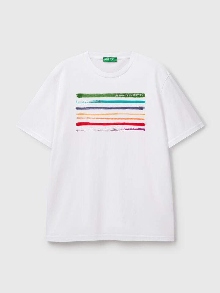 Benetton T-shirt With Photographic Print White