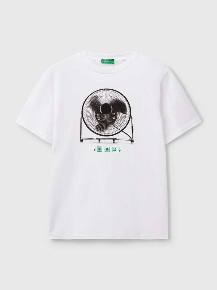 Benetton T-shirt With Photographic Print White