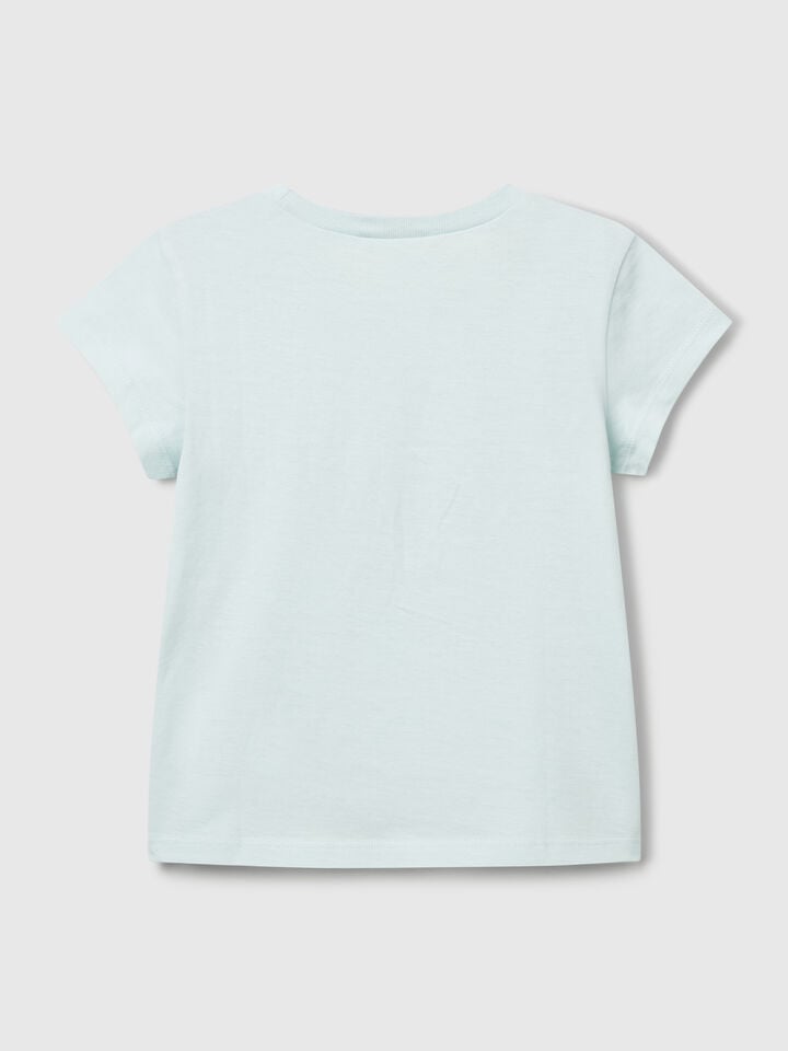 Benetton T-shirt With Print And Application Aqua