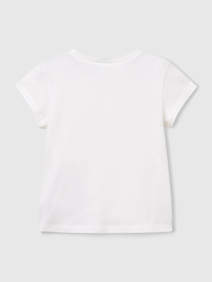 Benetton T-shirt With Print And Application White