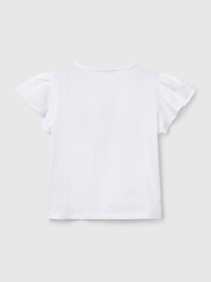Benetton T-shirt With Print And Embroidery White