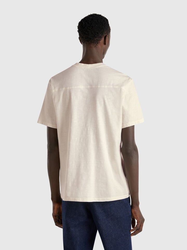 Benetton T-shirt With Print Creamy White