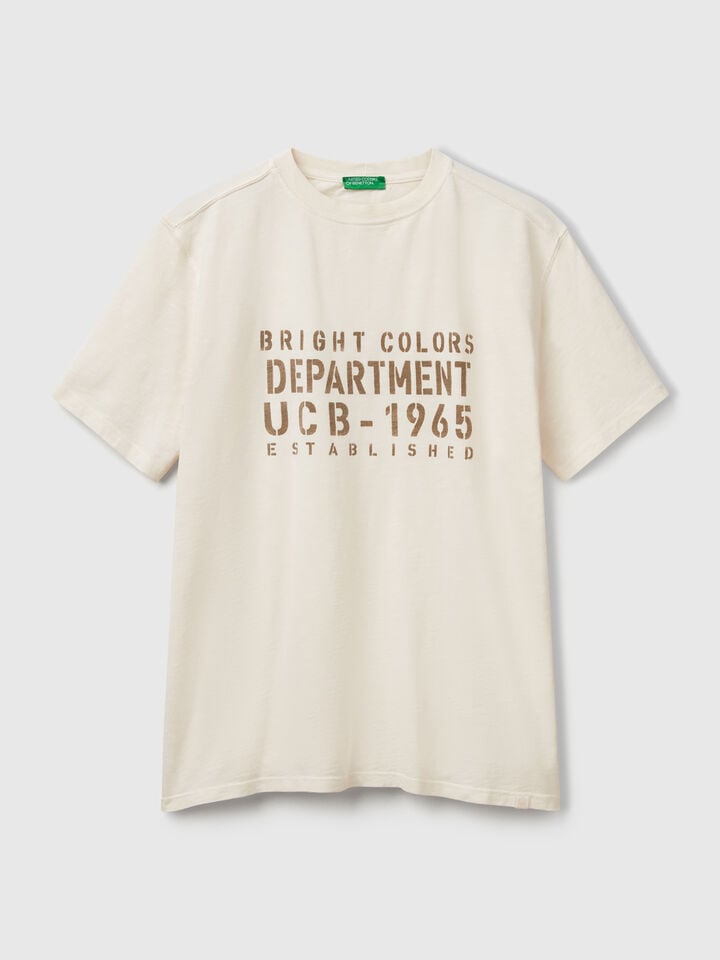 Benetton T-shirt With Print Creamy White
