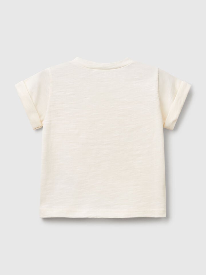 Benetton T-shirt With Print Creamy White