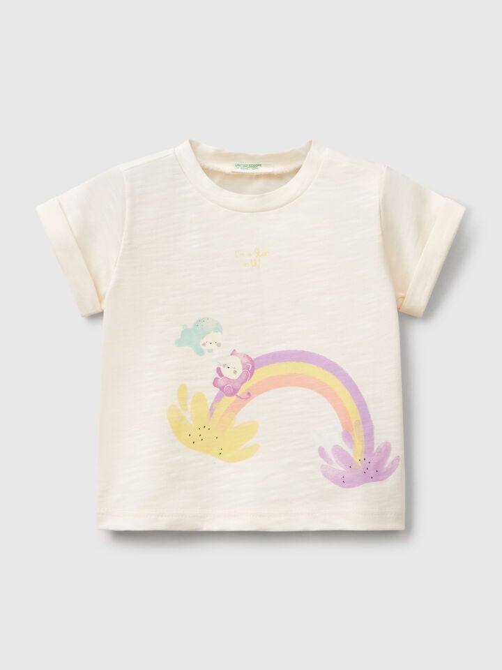 benetton T-shirt with print Creamy White