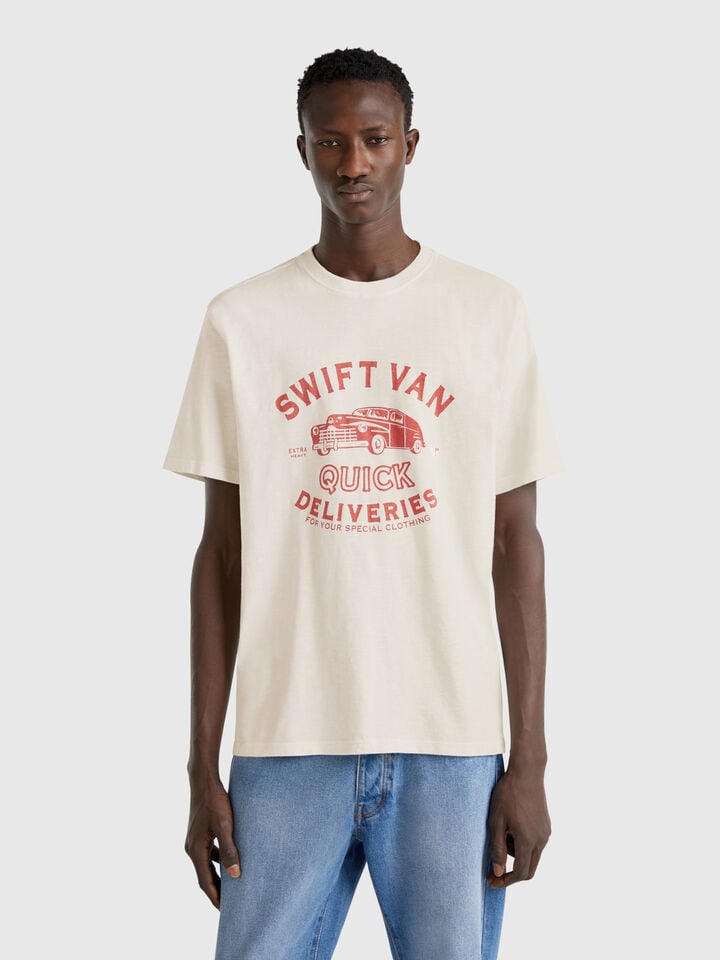 benetton T-shirt with print Creamy White